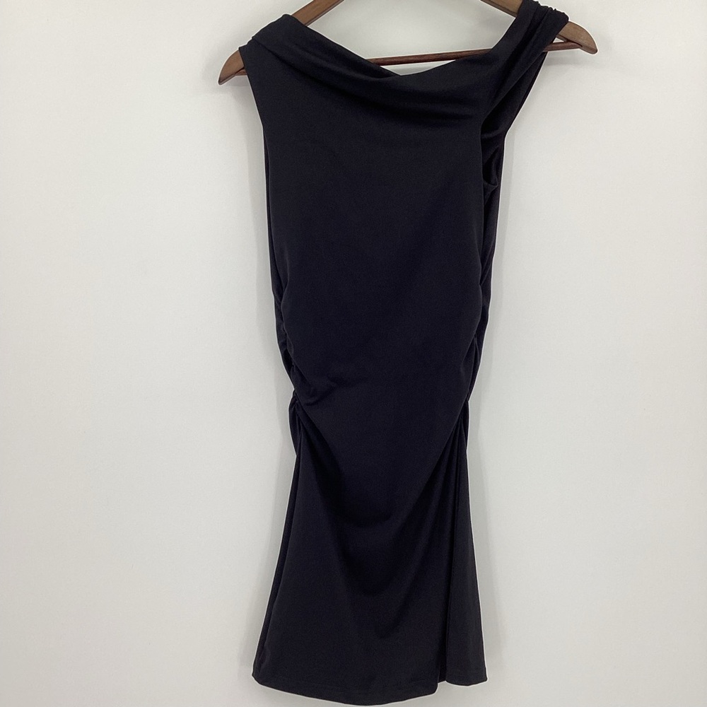 Princess Polly One-Shoulder Black Draped Dress - Picture 3 of 12